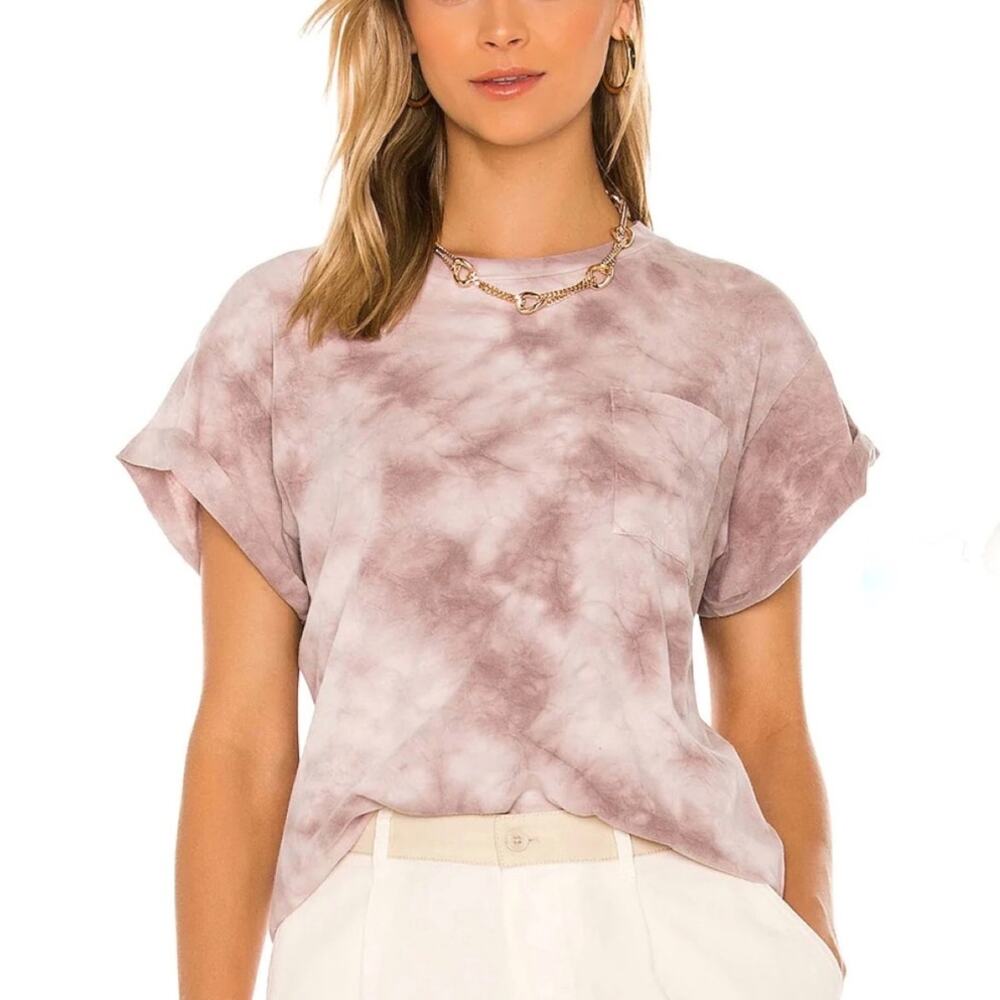 Tularosa Brooke Pocket Tee T Shirt Organic Cotton Mauve Tie Dye Sz S Women's‎